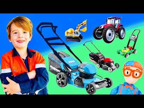 Lawn Mowers for Kids | BLiPPi Toys | Tractor Videos | min min playtime