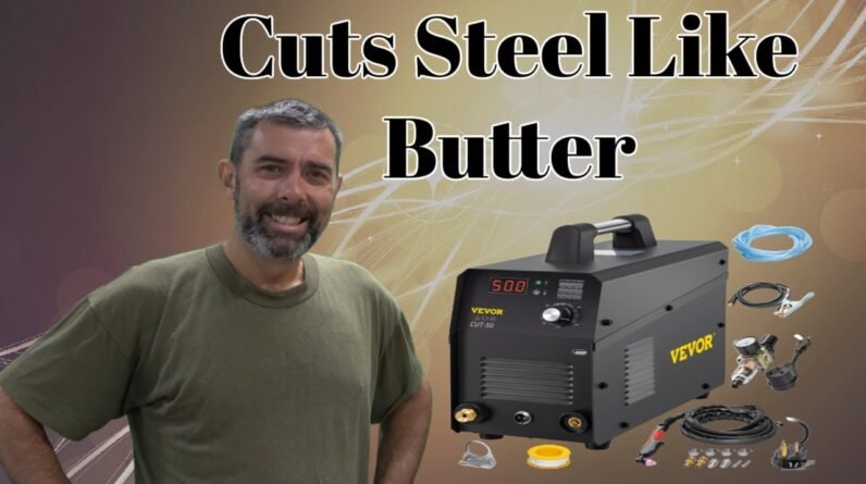 The Vevor CUT-50 Plasma Cutter. Runs On 110V and 220V, and cuts steel like butter!