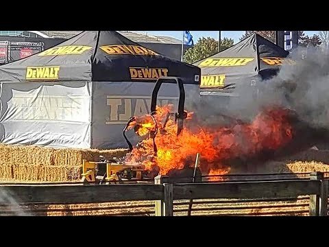 Dewalt Battery Lawn Mower Catches Fire At Largest OPE Tradeshow in The World (Equip Expo)