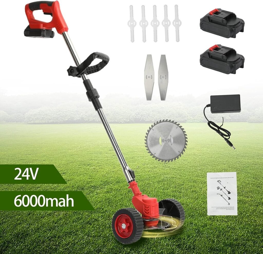 clinmday 24V 6000mAh Electric Lawn Mower,Rechargeable Telescopic Rod D-Shaped Handle,for Yards, Communities, Lawn Campus,Weed Lawn Eater Edger US Plug Red clinmday 24V 6000mAh Electric Lawn Mower,Rechargeable Telescopic Rod D-Shaped Handle,for Yards, Communities, Lawn Campus,Weed Lawn Eater Edger US Plug Red