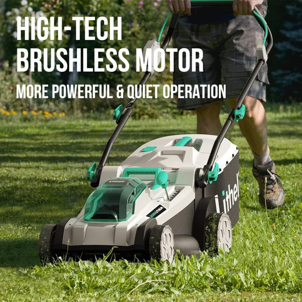Litheli Cordless Lawn Mower 17 Inch, 2 x 20V 4.0Ah Battery Lawn Mowers with Brushless Motor, Bagging  Mulching, Charger Included