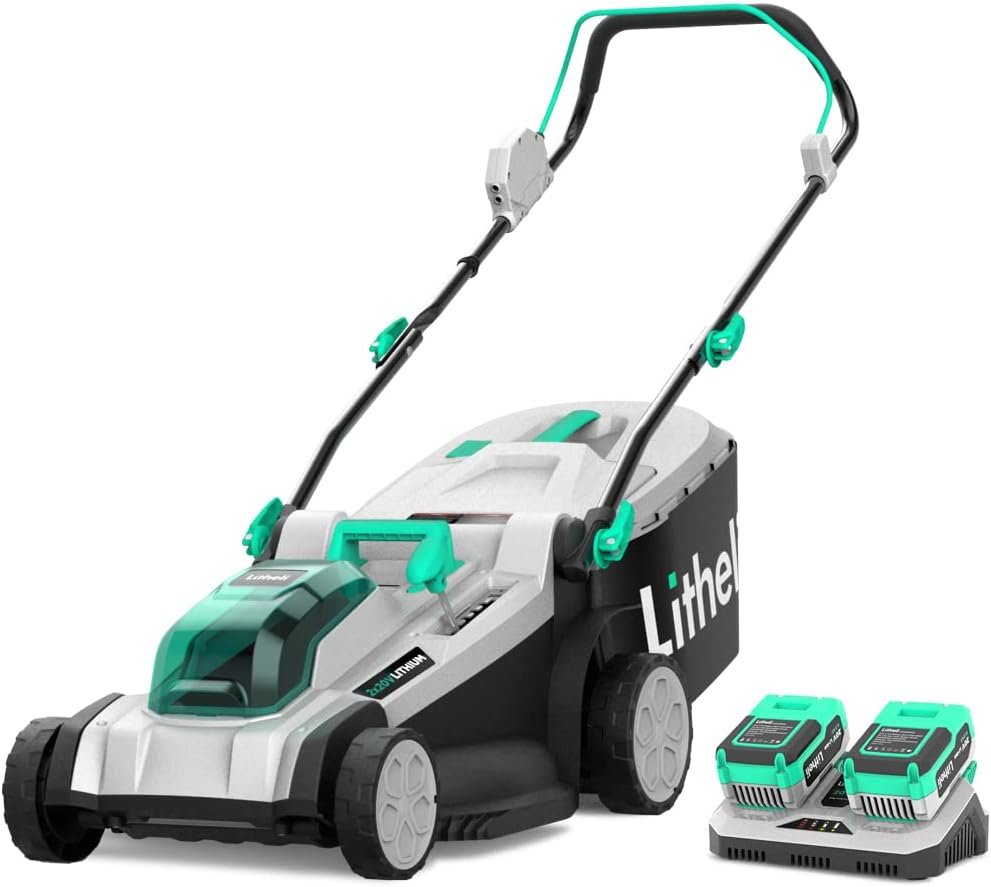 Litheli Cordless Lawn Mower 17 Inch, 2 x 20V 4.0Ah Battery Lawn Mowers with Brushless Motor, Bagging  Mulching, Charger Included