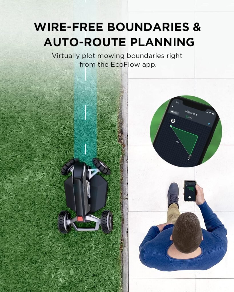 EF ECOFLOW Blade Robotic Lawn Mower with Sweeping Kit Wire-Free Boundaries, Auto-Route Planning with GPS, RTK Smart Obstacle Avoidance, Water-Resistant Anti-Theft Auto Lock for Yards up to 0.7 Acres EF ECOFLOW Blade Robotic Lawn Mower with Sweeping Kit Wire-Free Boundaries, Auto-Route Planning with GPS, RTK Smart Obstacle Avoidance, Water-Resistant Anti-Theft Auto Lock for Yards up to 0.7 Acres